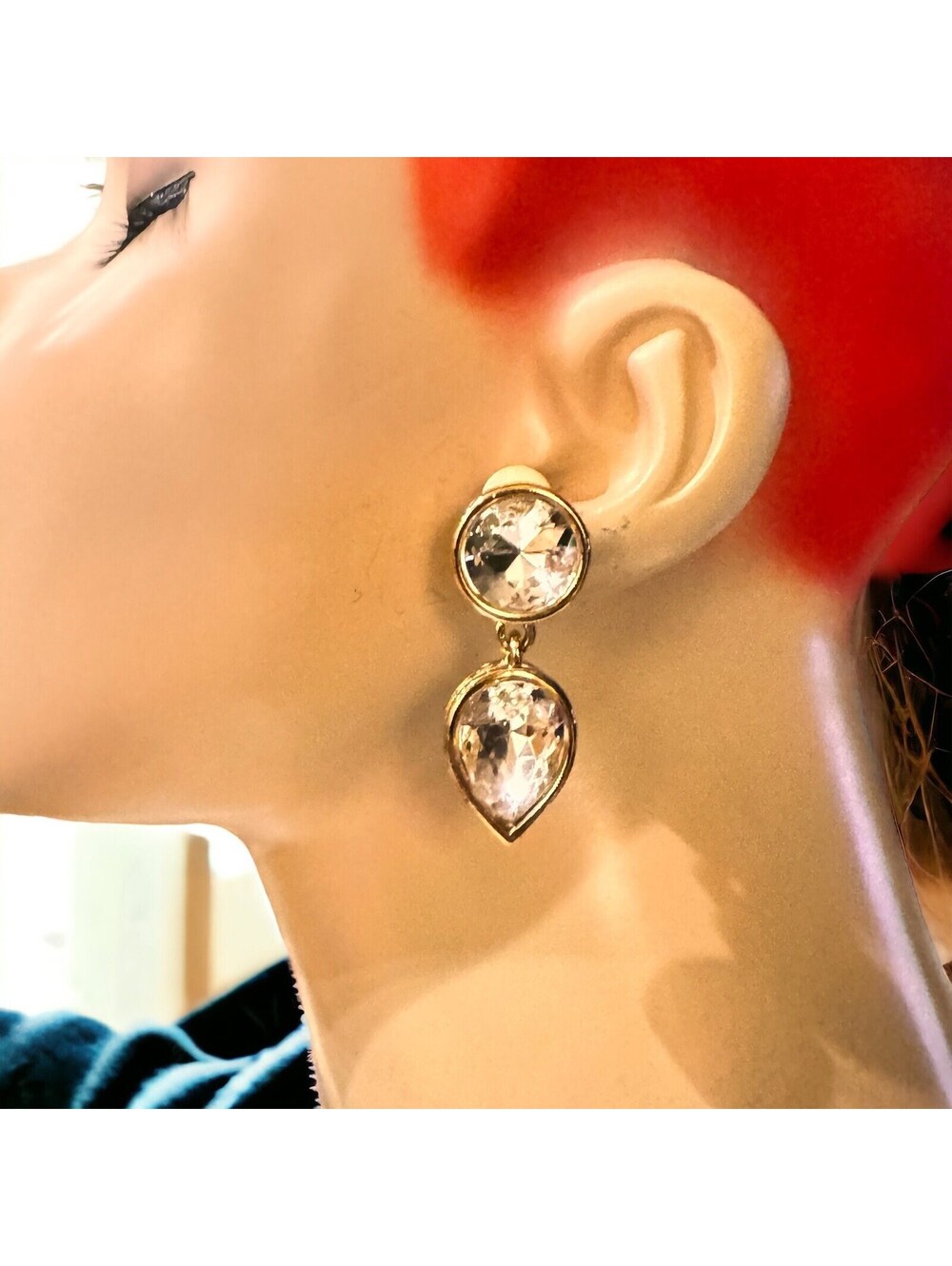 Givenchy Teardrop Crystal Swarovski Clip Earrings O19